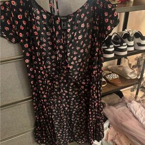 Forever 21 Black Dress with Pink Floral Design